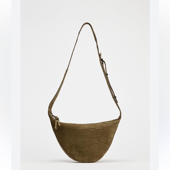 Zara Handbags - Zara NWT 100% leather crocodile effect split suede crossbody